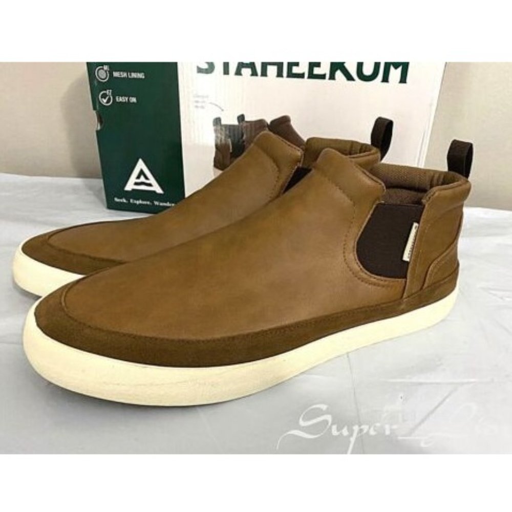 Staheekum Men's Memory Foam Mesh Lining Chelsea Shoes BROWN - Picture 5 of 8